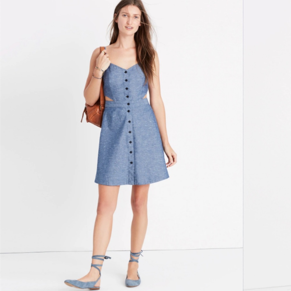 Madewell Chambray Cutout Cami Mini Dress Women's size 6